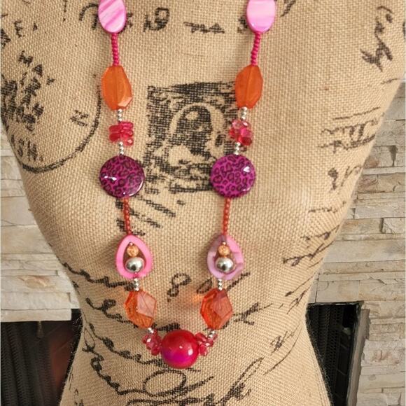 TRESHKA funky beaded leopard‎ long necklace new - Picture 1 of 5